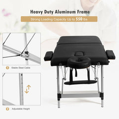 84 Inch L Portable Adjustable Massage Bed with Carry Case for Facial Salon Spa