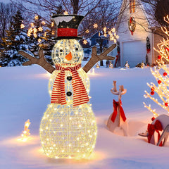 Indoor/Outdoor Christmas Lighted Snowman Decorations with Pre-Lit 80 Lights