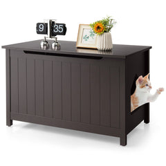 Wooden Cat Litter Box Enclosure with Top Opening Side Table