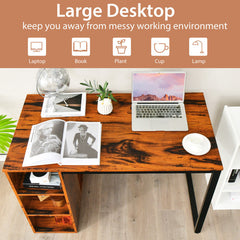 Computer Desk with Storage Shelves and Metal Frame