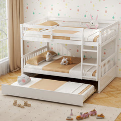 Full over Full Bunk Bed Platform Wood Bed with Ladder