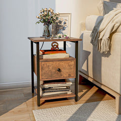 1/2 Pieces 3-Tier Nightstand with Charging Station and Drawer