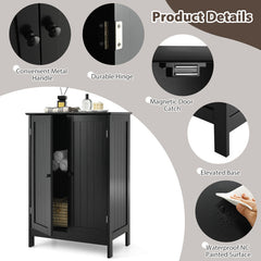 2-Door Freestanding Wooden Bathroom Cabinet with Adjustable Shelf