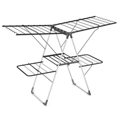 2-Tier Clothes Drying Rack with 33 Drying Rails and Height Adjustable Gullwings