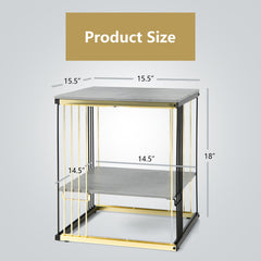 2-Tier Metal Square Side End Table with Removable Shelf
