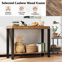 2-Tier Home Bar Table with Open Shelves and Storage for Home Kitchen Living Room Pub