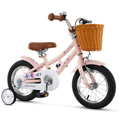 12/14/16/18 Inch Kids Bike Retro Bicycle with Adjustable Height and Basket for Ages 3-8 Years Old