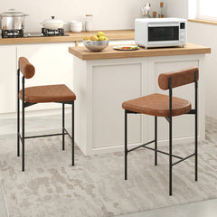 20 Inch Upholstered Bar Stools Set of 2 Counter Height Bar Chairs with Backrest