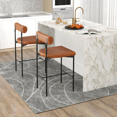 20 Inch Upholstered Bar Stools Set of 2 Counter Height Bar Chairs with Backrest