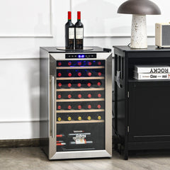 20 Inch Wine Refrigerator for 33 Bottles and Tempered Glass Door