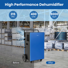 215 Pints 8000 Sq.Ft Commercial Dehumidifier For Home and Basement with 24H Timer