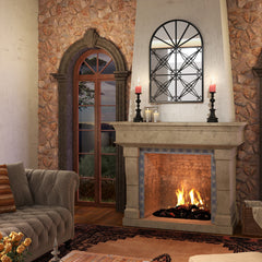 23 Inches x 34 Inches Arched Window Pane Mirror with Metal Frame for Living Room