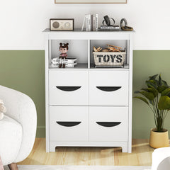 24 Inch Floor Cabinet with 2 Open Compartments and 2 Drawers