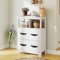 24 Inch Floor Cabinet with 2 Open Compartments and 2 Drawers