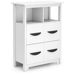 24 Inch Floor Cabinet with 2 Open Compartments and 2 Drawers