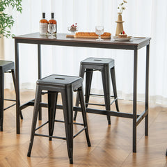 24 Inches Backless Stackable Counter Height Metal Bar Stools Set of 4