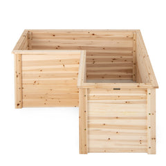 24 Inch L-Shaped Wooden Raised Garden Bed with Open-Ended Base