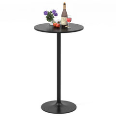 24 Inch Modern Round Cocktail Table with Metal Base and MDF Top