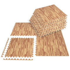 25 Tiles Wood Grain Foam Floor Mats with Borders