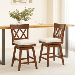 26 Inch Bar Stool with Contoured Backrest and Swivel Padded Seat