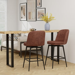 27 Inch Swivel Bar Stool Set of 2 Counter Height Chair with Padded Seat