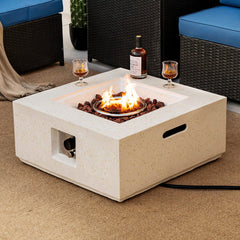 28 Inch 40000 BTU Square Propane Gas Fire Pit with PVC Cover