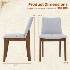 Set of 2 Wooden Dining Chairs Upholstered with High Curved Back
