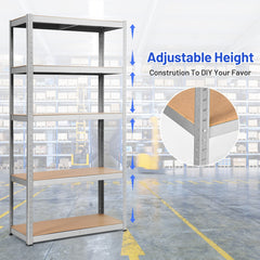 72 Inch Storage Rack with 5 Adjustable Shelves for Books Kitchenware