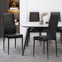 Set of 4 Fabric Dining Chairs Set with Upholstered Cushion and High Back