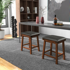 Set of 2 24/30 Inch Dining Bar Stool with Rubber Wood