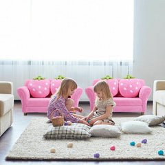Kids Strawberry Armrest Chair Sofa with 2 Cute Strawberry Pillows