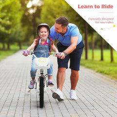 18 Inch Kids Adjustable Bike with Training Wheels for 6-9 Years Old