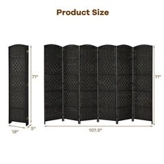 6 Feet 6-Panel Weave Folding Fiber Room Divider Screen