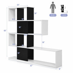 5-Tier Bookcasef Corner Ladder Bookshelf with Storage Rack
