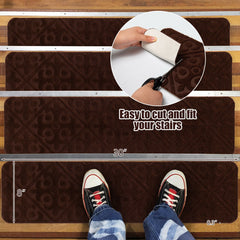 15 Pieces Indoor Non-Slip Stair Carpet Mats for Wooden Steps