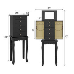 2 Colors Armoire Storage Standing Jewelry Cabinet with Mirror