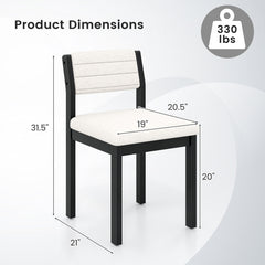 Set of 2 Dining Chairs Sherpa Upholstered Armless Chair with Wood Frame