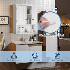 Wall Mount Bathroom Cabinet Storage Organizer with Doors and Shelves