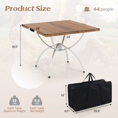 2 Pack Folding Camping Table with Wood-grain Tabletop for Hiking Party
