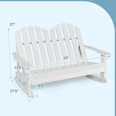 Outdoor 2 Person Kid Adirondack Rocking Chair Backrest Armrest Solid Wood Coffee