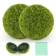 2 Pieces 20 Inches Artificial Sun-Protective Topiary Spheres for Patio Garden Front Door Balcony Backyard