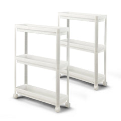 2 Pieces 3-Tier Slim Detachable Storage Cart with Drainage Holes and Wheels