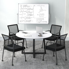 Set of 2 Office Guest Chairs on Wheels with Metal Frame and Armrests