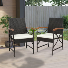 Set of 2/4 Patio Wicker Chairs with Soft Zippered Cushion