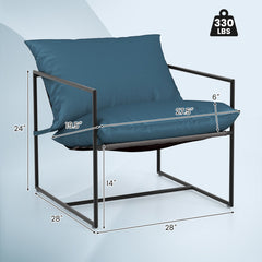 2 Pieces Sling Accent Chair Leisure Chair with Weatherproof Seat Fabric Indoor Outdoor