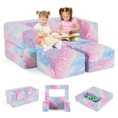 2 Seater Kids Play Couch with Removable and Machine Washable Flannel Cover