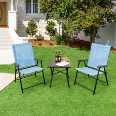 Patio Dining Chair Set of 2 with Armrests and Metal Frame
