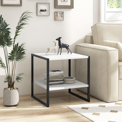 2-Tier Square End Table with Storage Shelf Reversible Design