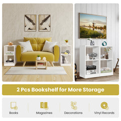 Set of 2 2-Tier Bookcase with Anti-toppling Device