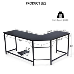 L-Shaped Corner Computer Desk with CPU Stand and Spacious Surface